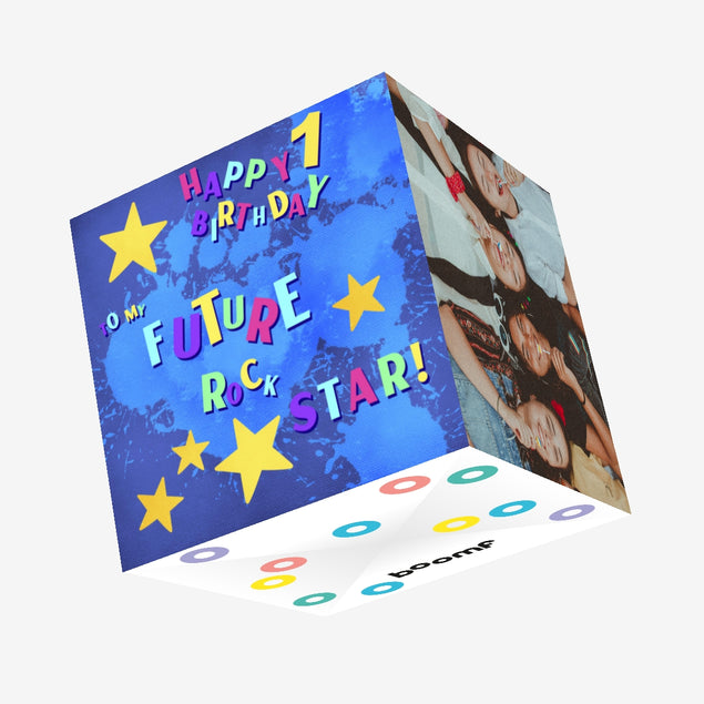 Rock Star Happy 1st Birthday Confetti-exploding Greetings Card