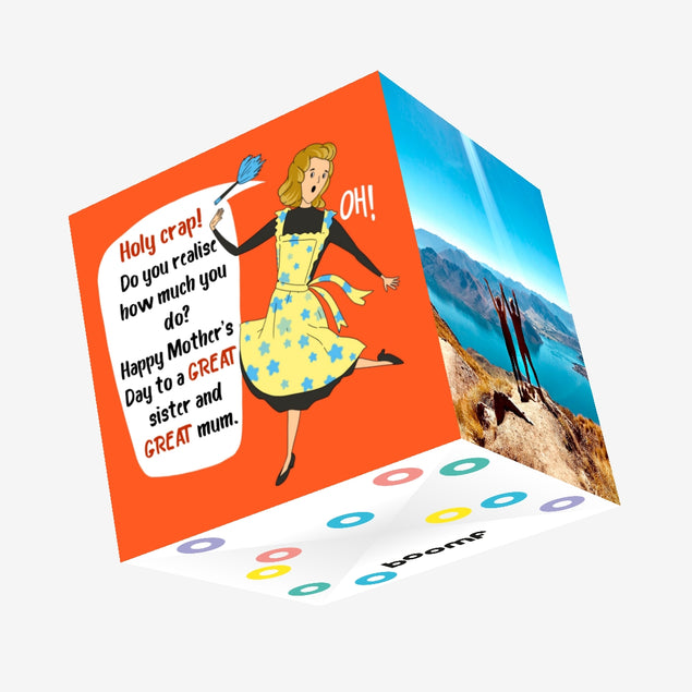 Holy Crap! Great Sister And Great Mum Mother's Day Confetti-exploding Greetings Card