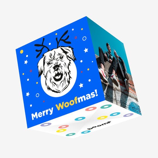 Blue Themed Border Terrier Merry Woofmas Confetti-exploding Greetings Card