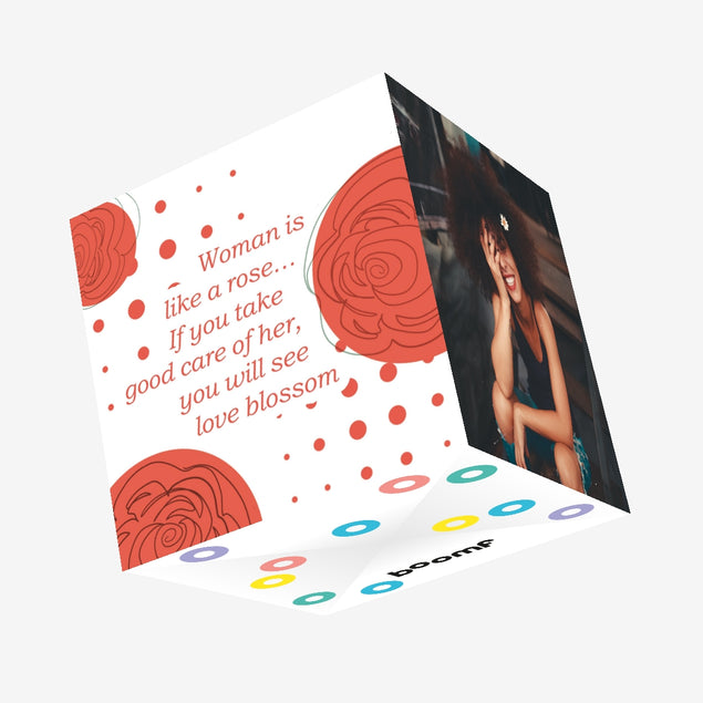 Woman Is Like A Rose Confetti-exploding Greetings Card