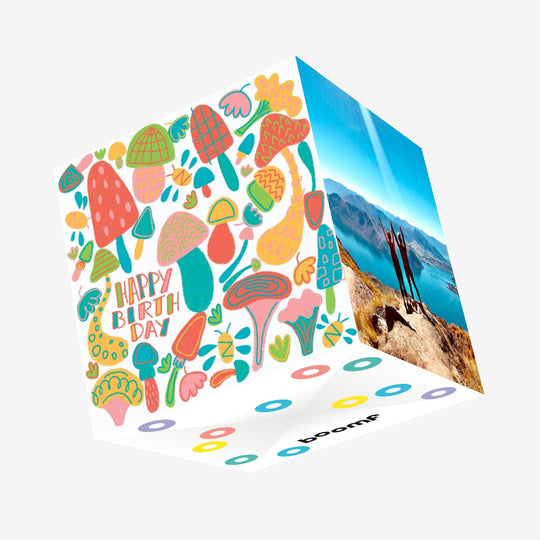 Mushrooms Happy Birthday Confetti-exploding Greetings Card