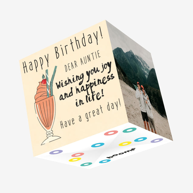 Milkshake Happy Birthday Auntie Wishing You Joy And Happiness Confetti-exploding Greetings Card