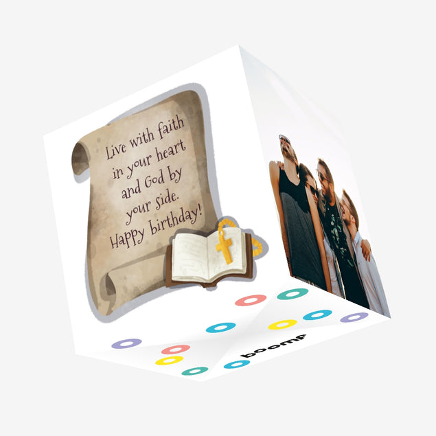 Live With God By Your Side Happy Birthday Confetti-exploding Greetings Card