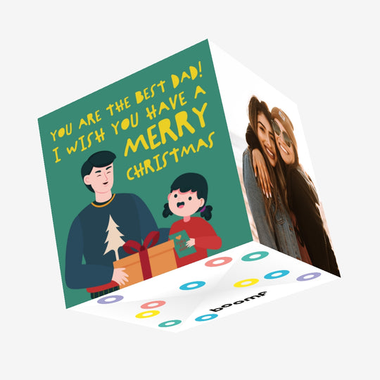 Merry Christmas The Best Dad Happy Dad And His Daughter Confetti-exploding Greetings Card