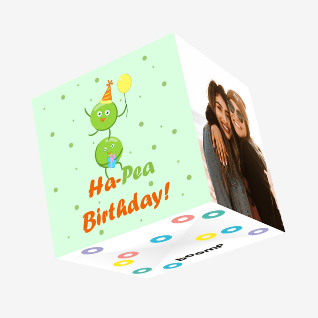 Ha-pea Birthday Cute Green Peas Confetti-exploding Greetings Card