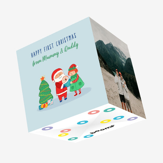 Merry 1st Christmas From Parents Confetti-exploding Greetings Card