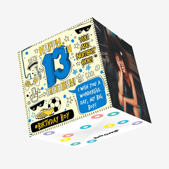 Happy 13th Birthday Wish You A Wonderful Day Confetti-exploding Greetings Card