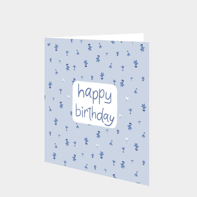 Happy Birthday Tiny Blue Flowers Card