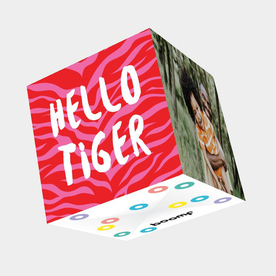 Hello Tiger Bomb 3D Cube Card