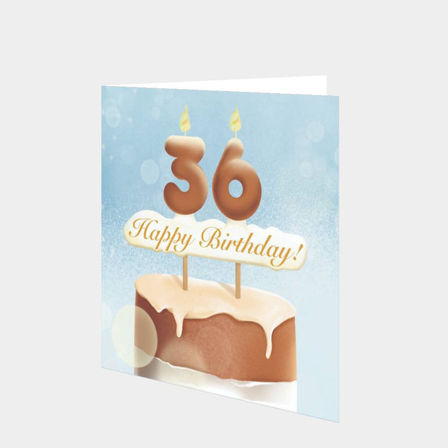 36th Happy Birthday Cake Card