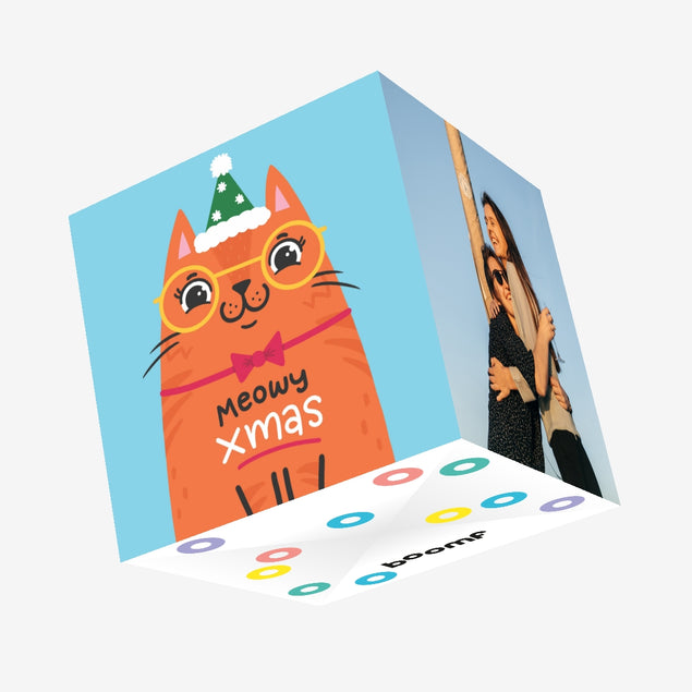 Meowy Christmas Ginger Cat Confetti-exploding Greetings Card