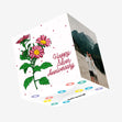 Happy Silver Anniversary Big Pink Flowers Confetti-exploding Greetings Card