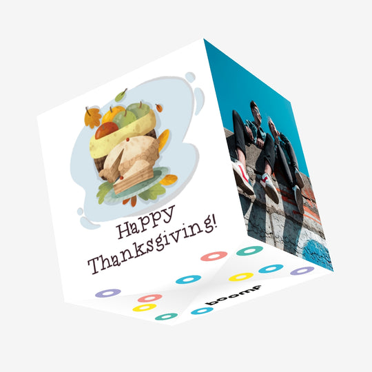 Happy Thanksgiving For Family Confetti-exploding Greetings Card