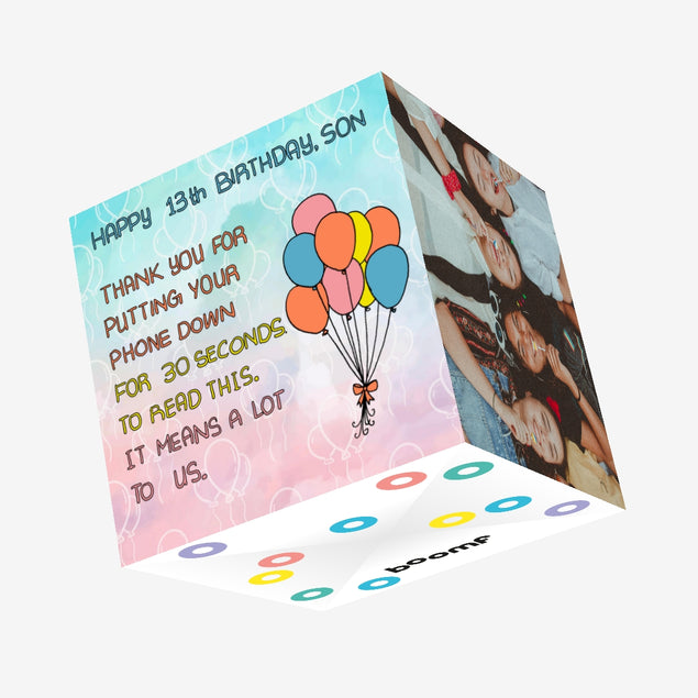 Happy 13th Birthday Son Confetti-exploding Greetings Card