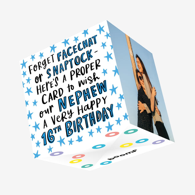 Little Blue Stars Nephew 16th Birthday Confetti-exploding Greetings Card