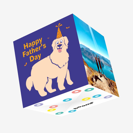 Happy Father's Day Golden Retriever Purple Confetti-exploding Greetings Card