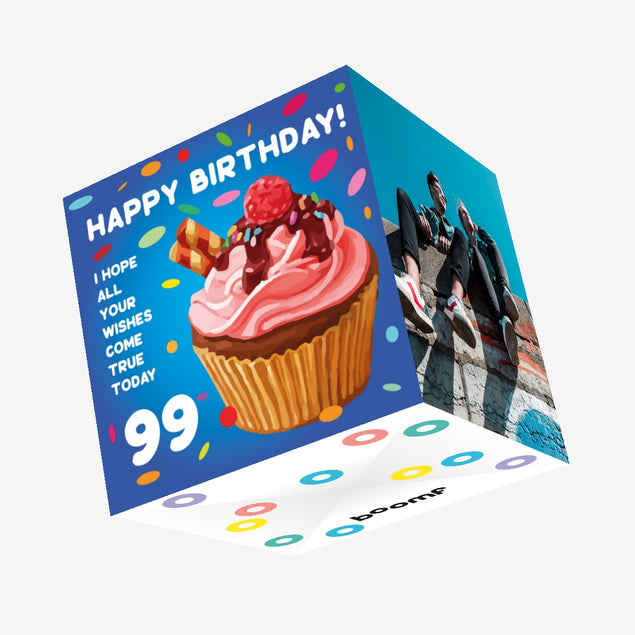 Sweet Cupcake Happy 99th Birthday Confetti-exploding Greetings Card