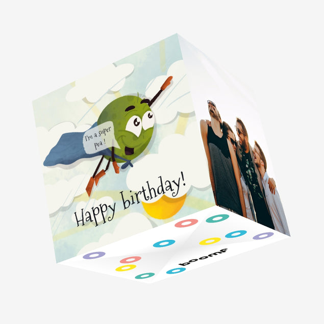 Super Pea Happy Birthday Confetti-exploding Greetings Card