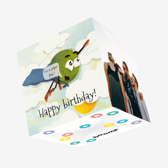 Super Pea Happy Birthday Confetti-exploding Greetings Card