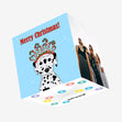 Merry Christmas Dalmatian Wearing Candy Headband Confetti-exploding Greetings Card