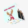 Merry Christmas Happy Moose Ice Skating Confetti-exploding Greetings Card