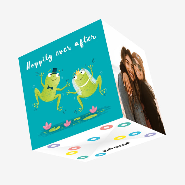 Hoppily Ever After Frog Wedding Confetti-exploding Greetings Card