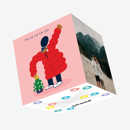 Puffer Jacket Christmas Confetti-exploding Greetings Card