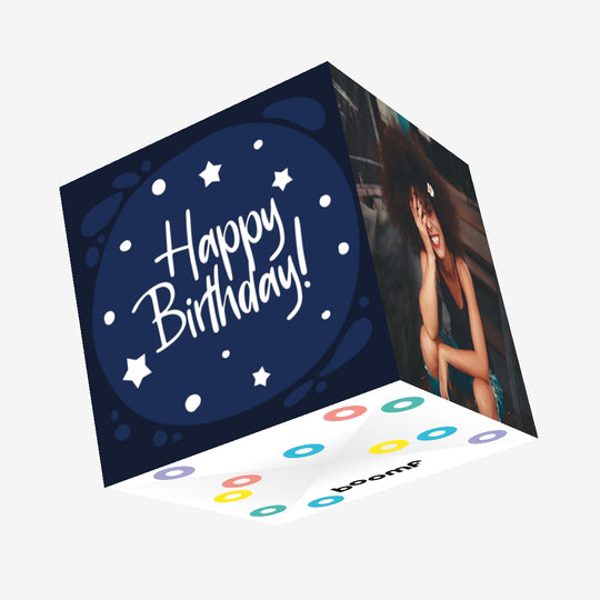 Happy Birthday Blue Stars Confetti-exploding Greetings Card