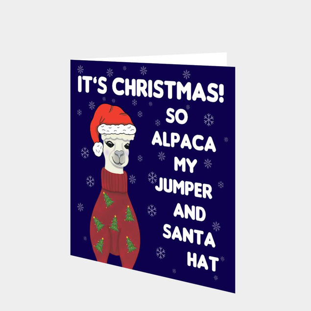 Alpaca My Santa Hat Christmas Card