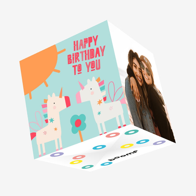 Unicorns Birthday Confetti-exploding Greetings Card