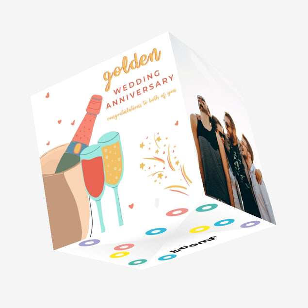 Happy Golden Wedding Anniversary Confetti-exploding Greetings Card