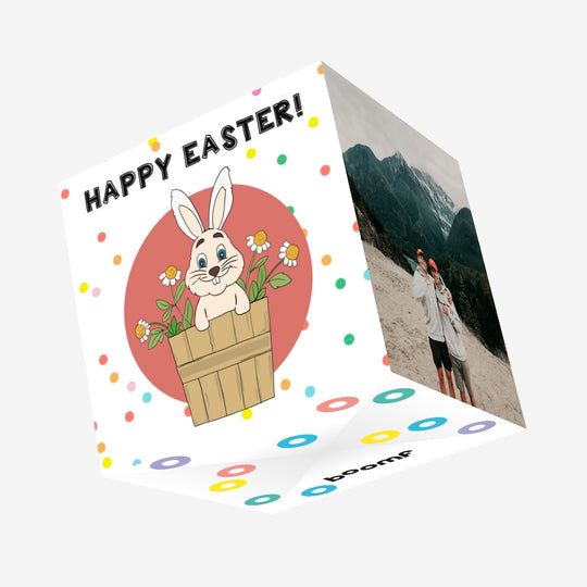 Charming Bunny And Daisies Easter Confetti-exploding Greetings Card