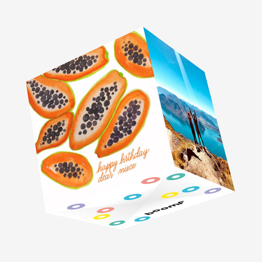 Happy Birthday Niece Papaya Watercolour Confetti-exploding Greetings Card