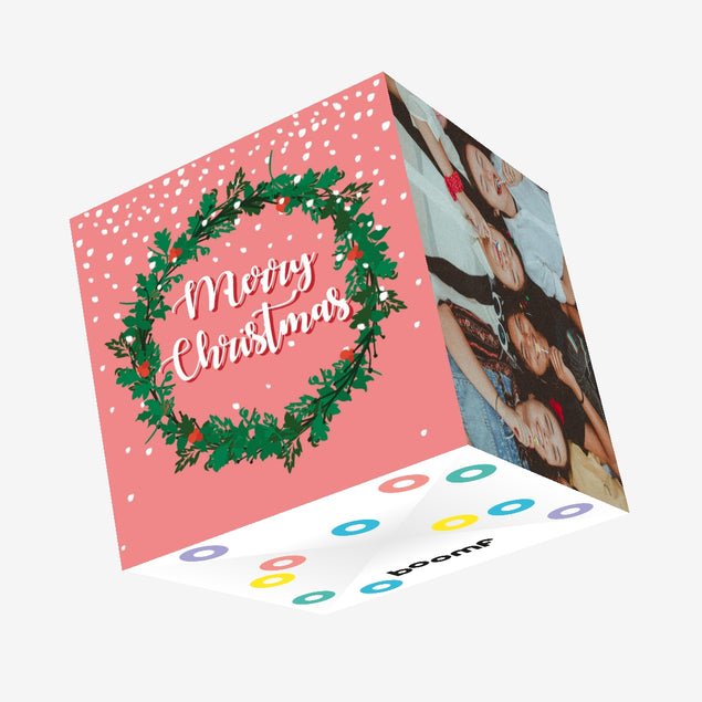 Merry Christmas Wreath Confetti-exploding Greetings Card