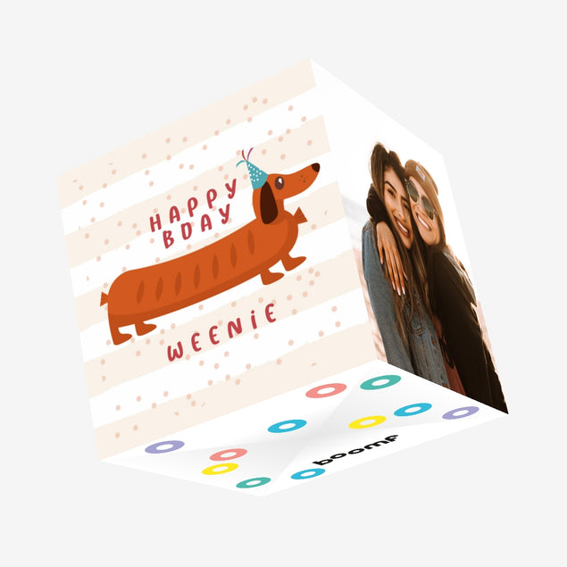 Happy Birthday Weenie Dachshund Hot Dog Confetti-exploding Greetings Card