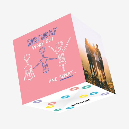 Birthday workout Confetti-exploding Greetings Card