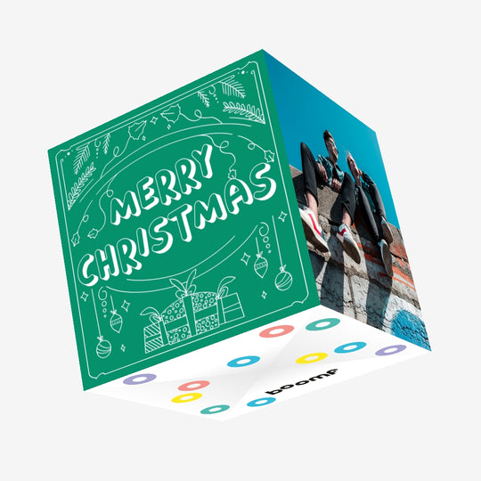 Green Christmas Confetti-exploding Greetings Card