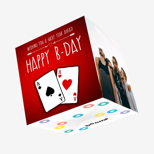 Poker Wish You A Lucky Year Happy Birthday Confetti-exploding Greetings Card