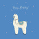Happy Alpaca On The Blue Background Happy Birthday