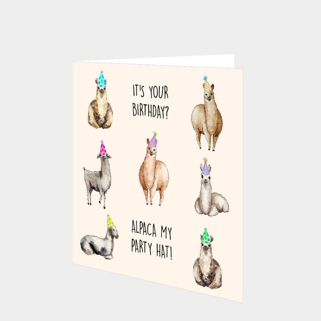 Alpaca My Party Hat Card