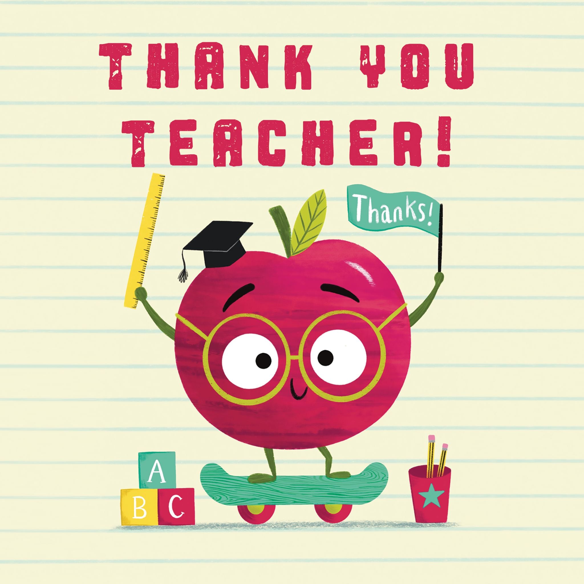 Thank You Teacher Cute Apple Card – Boomf