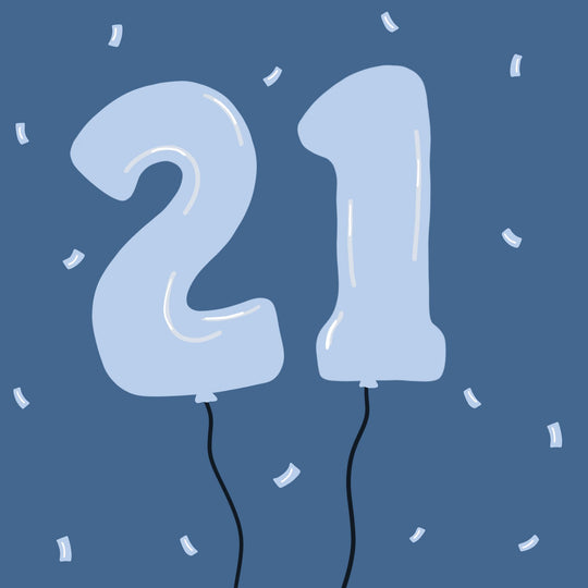 21 Balloons Blue Card