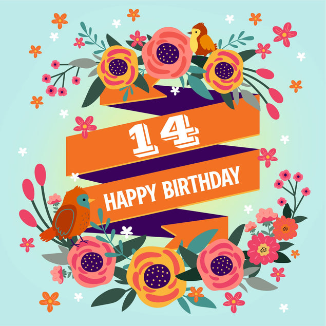 Happy Birthday Birds 14 Card