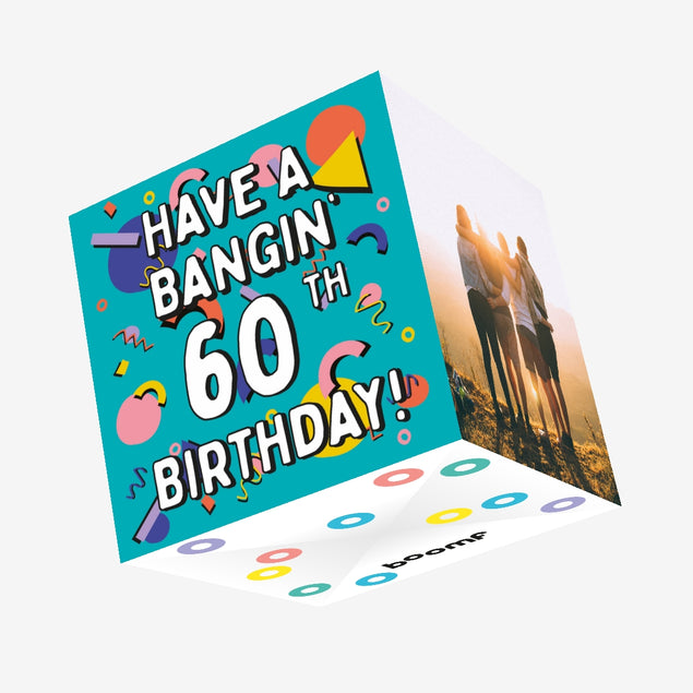Geometric Shapes Have A Bangin' 60th Birthday Confetti-exploding Greetings Card