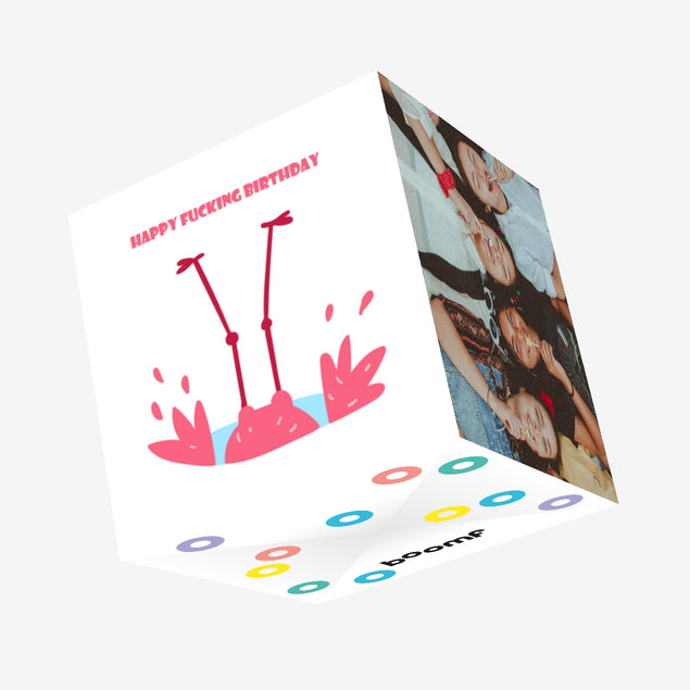 Happy Birthday Flamingo Legs Confetti-exploding Greetings Card