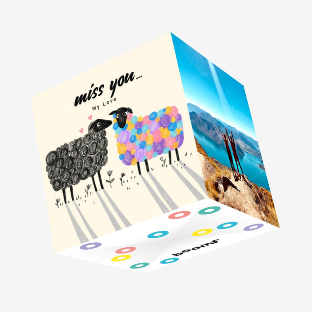 Miss You My Love Colourful Ewe Confetti-exploding Greetings Card