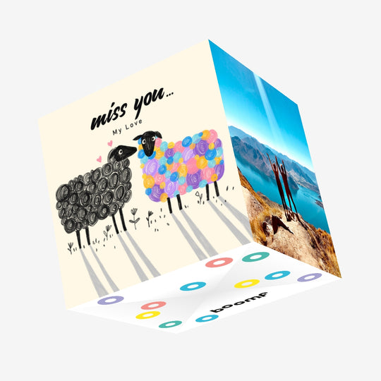 Miss You My Love Colourful Ewe Confetti-exploding Greetings Card