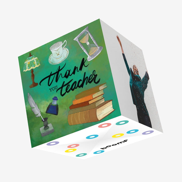 Thank You Teacher Books Confetti-exploding Greetings Card