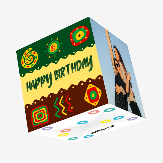 Happy Birthday Colourful Doodles Confetti-exploding Greetings Card
