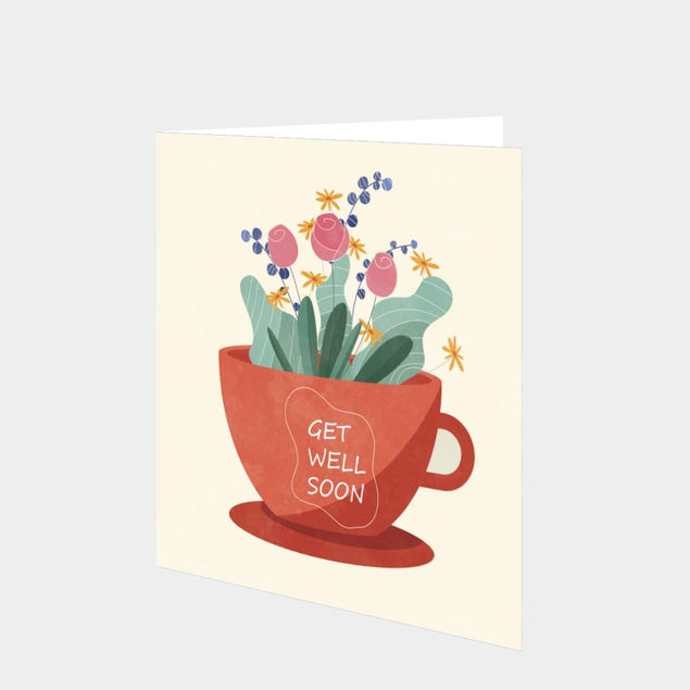 Get Well Flower Cup Card